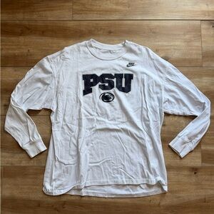 Nike White Long Sleeve Shirt with Navy PSU Logo